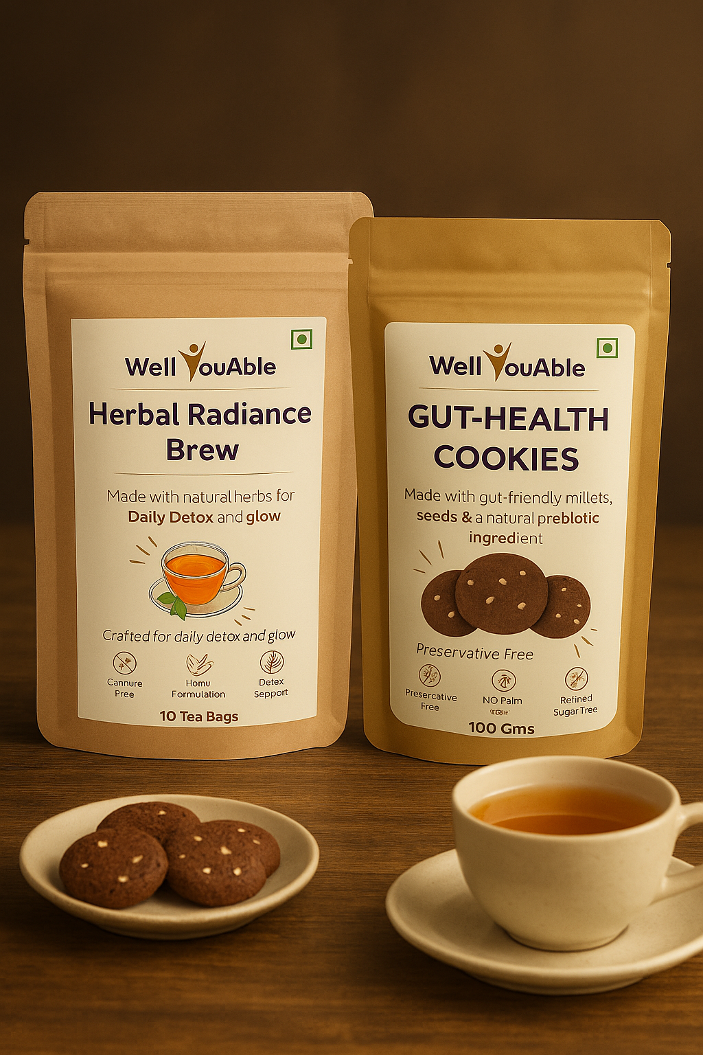 Ultimate Wellness Duo – Herbal Tea + Gut-Loving Cookie Combo