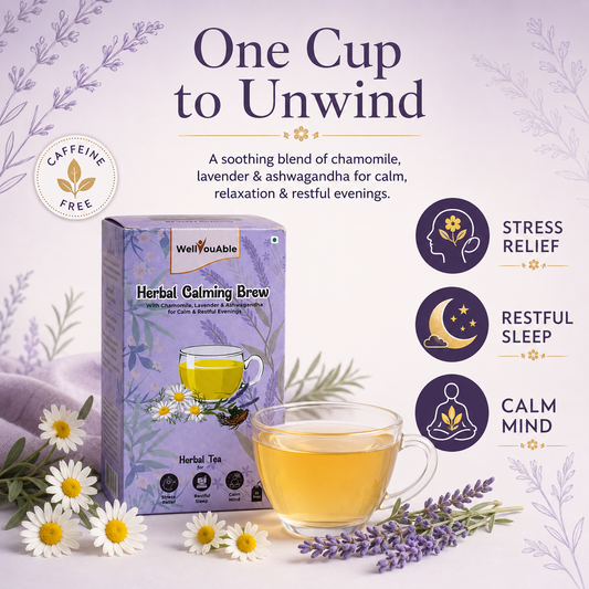 Herbal Calming Brew | Calming Herbal Tea with goodness of Chamomile and lavender for restful sleep| 25 Tea bags