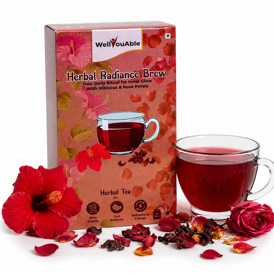 Herbal Radiance Brew– Herbal Tea for Skin Glow, Digestion and stress relief-25 Tea Bags