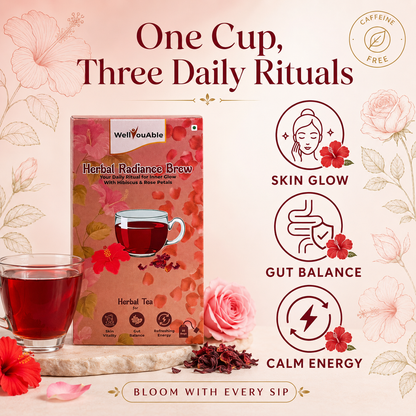 Herbal Radiance Brew| Antioxidant and Hydration Boosting Herbal Tea for Glowing skin| 25 Pyramid Tea Bags