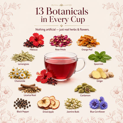 Herbal Radiance Brew| Antioxidant and Hydration Boosting Herbal Tea for Glowing skin| 25 Pyramid Tea Bags