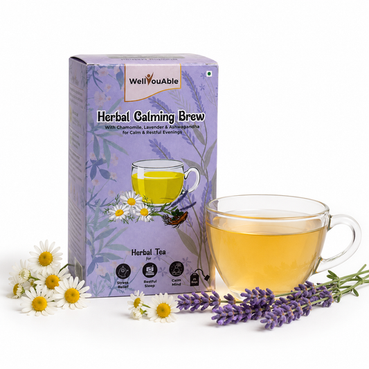Herbal Calming Brew | Calming Herbal Tea with goodness of Chamomile and lavender for restful sleep| 25 Tea bags